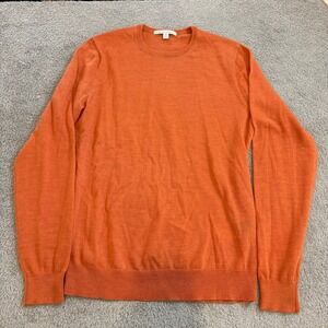 UNIQLO Orange Merino Cashmere Crew Neck Sweater S Lightweight Pullover Top